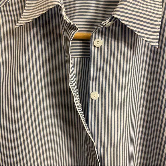 NICE CLAUP Striped Button-up Dress Shirt Light Blue White Made in Korea - Picture 5 of 16